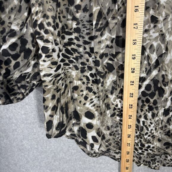 90s Gloria Vanderbilt Top Large Modal Animal Leopard Pleated Neutrals Tunic Loud - Picture 8 of 14